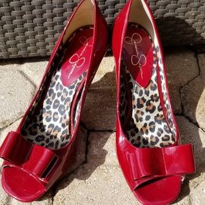 Jessica Simpson Cherry Red Patent Pumps 8.5